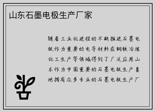 山东石墨电极生产厂家